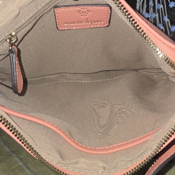 Nanette Lepore Peach Pebbled Leather Crossbody Bag - Picture 10 of 13